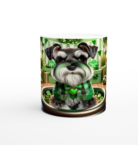 St. Patrick Temalı Schnauzer Köpek Baskılı Kupa Bardak