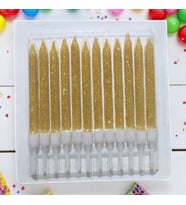 DOĞUM GÜNÜ PASTA MUMU GOLD 12 ADET SİMLİ  MUM 10 CM KUTLAMA MUMU