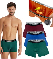 Yohannes Club, Erkek Özel Anatomik Pamuklu Boxer, Renk Seçenekli, 3'lü Paket (Çok Renkli)