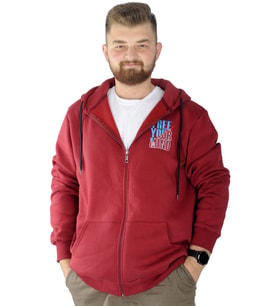 Mode XL Erkek Sweat Fermuarlı Free Your Mind 22536 Bordo