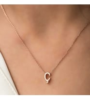 Gümüş Rose 3 Boyutlu Ç Harf Bayan Kolye