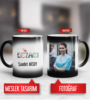 Eczacıya Hediye Eczacı Kupa Bardak Sihirli Fotoğraflı