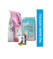 Elif mağazacılık BRISKY Bebek pudralı kedi kumu 5lt + somonlu yetişkin kedi maması kısırlaştırılmış 1kg