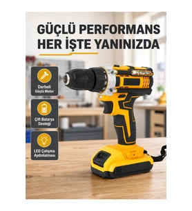 Darbeli Şarjlı Matkap Seti Çift Bataryalı 24 Parça