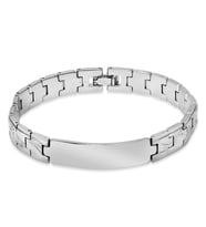 Silver Renk Alev Detaylı Kişiye Özel İsim/Harf Yazılı Erkek Çelik Bileklik (Gümüş)