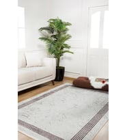 Dijital Kaymaz Yıkanabilir Krem Eskitme Salon Halısı Mutfak Halısı Koridor Halısı Yolluk HLN1509