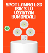 Kablosuz 3 Lü Spot Led Lamba Seti Uzaktan Kumandalı Enerji Tasarruflu Aydınlatma