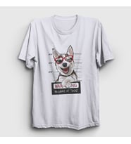 Presmono Unisex Beyaz Beware Husky Dog Köpek T-Shirt 411733tt