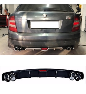 Skoda Fabia Siyah Difüzör 4 Krom Egzoz Görünümlü Difizör Arka Ek Body Kit 2003-2009