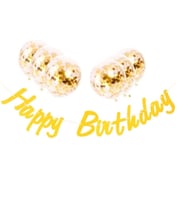 Metalize Happy Birthday Altın Banner Set