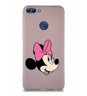 Huawei P Smart Soft Premier Kapak Minnie Mouse-A Tasarımlı Silikon Kılıf - Pudra (Şeffaf)