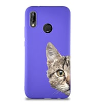 Huawei P20 Lite Soft Premier Kapak Catface Tasarımlı Silikon Kılıf - Mor (Şeffaf)