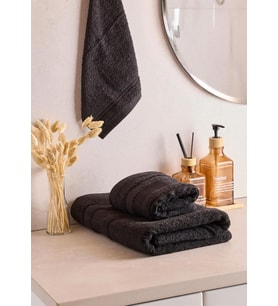 Towy Black %100 Pamuk 3'lü Banyo Havlusu Seti