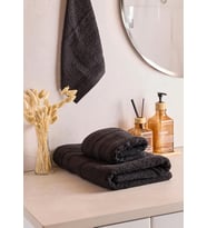 Towy Black %100 Pamuk 3'lü Banyo Havlusu Seti