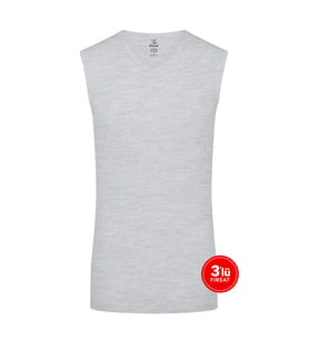 Erkek Modal V Yaka Kolsuz Tshirt 3'lü Paket - Melanj (Gri)