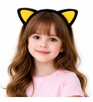 Peluş Kedi Kulak Taç Sarı Siyah – Çocuk Parti &amp; Kostüm Tacı