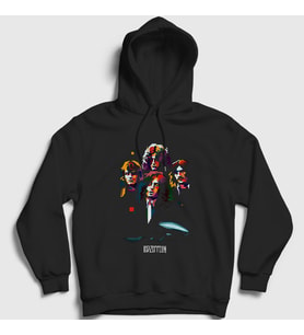 Presmono Unisex Siyah Band V2 Led Zeppelin Kapüşonlu Sweatshirt 95597tt