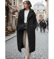 Kadın Kışlık Peluş Ceket (Siyah)