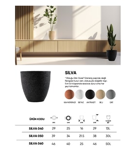 BOSTANN DEKORATİF SAKSI - SILVA 050 - 30 LİTRE (Antrasit)