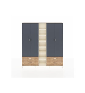 Arges Dolap 12 Raflı 4 Çekmeceli 2 Askılı 220x30x243 Aytaşı-Antrasit/Çam