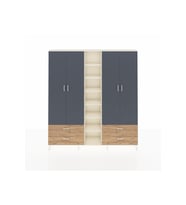 Arges Dolap 12 Raflı 4 Çekmeceli 2 Askılı 220x30x243 Aytaşı-Antrasit/Çam