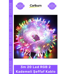 #LedAydınlatma Dekoratif Pilli Renkli Animasyonlu Işık Süsleme 3m 20 Led RGB 2 Kademeli Şeffaf Kablo