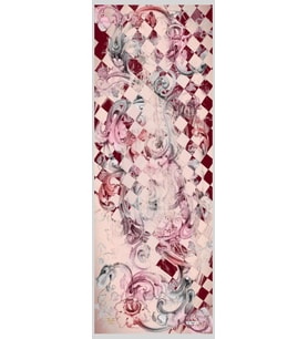 Barok Desen Dora Seri Şal Eşarp Askısı İle Birlikte 75x200 Pudra Bordo Gri-75x20
