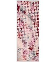 Barok Desen Dora Seri Şal Eşarp Askısı İle Birlikte 75x200 Pudra Bordo Gri-75x20