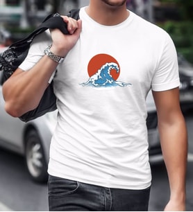 BK Gift Dalga Tasarımlı Beyaz T-Shirt-1