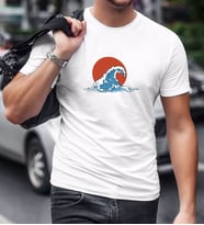 BK Gift Dalga Tasarımlı Beyaz T-Shirt-1