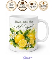 Meyve Desenli Limon Temalı Enerjik ve Canlı Seramik Kupa Bardak Hediye