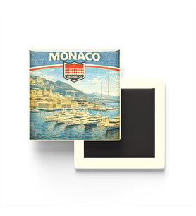 Retro Monako Monako Şehri Temalı Vintage Buzdolap Magneti – 9x9 cm