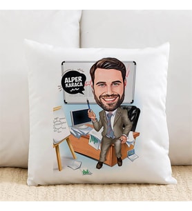 Kişiye Özel Karikatürlü Erkek Profesör Yastık