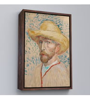 Çerçeveli Vincent van Gogh - Hasır Şapkalı Otoportre Tablosu (Beyaz)