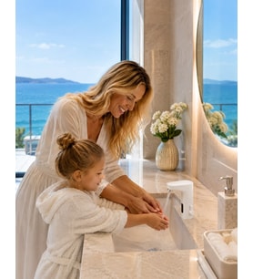 Stilla Çift Su Fotoselli Beyaz Lavabo Bataryası Acar 01.02.206B