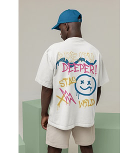 Breath Deeper Yazılı Unisex Oversize Tasarım Tişört
