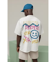 Breath Deeper Yazılı Unisex Oversize Tasarım Tişört