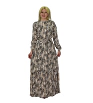 Kadın Empirme Çizğili Elbise BGL-ST03515 (Camel)