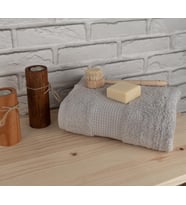 Pamuklu Yumuşak Waffle Bordürlü Renkli 60x110 cm El Yüz Havlusu Baveno (Gri)