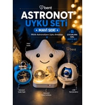 4'lü Astronot Hediye Seti Dönen Kristal Küre Gece Lambası Çocuk Odası Dekorasyon Seti USB Nemlendirici Pilli Saat Yıldız Yastık