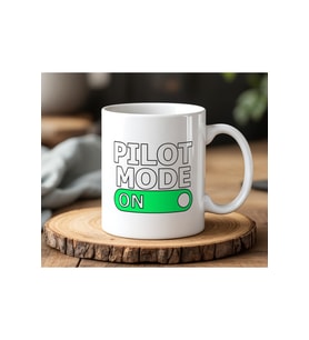 Pilot Mode On Tasarımlı Beyaz Seramik Baskılı Kupa Bardak 330ml
