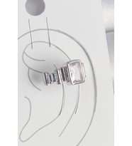 Pirinç Gümüş Renk Kare Zirkon Taşlı Kadın Kıkırdak Model Küpe - TJ-BKP10560