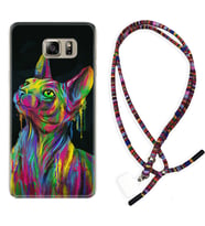 Samsung S7 Edge S20 Fe Plus Ultra S21 S22 Kılıf Boyun Asklı Rasta Silikon Color Cat 1754
