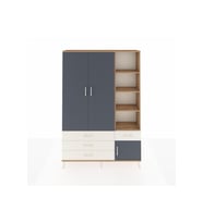 Arges Dolap 5 Raflı 4 Çekmeceli Tek Askılı 132x30x195 Çam-Antrasit/Aytaşı
