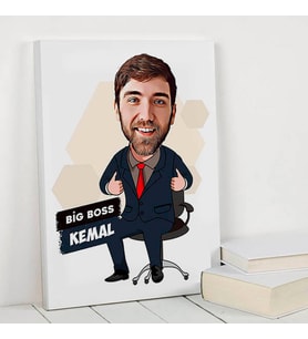 Erkek Patron Karikatürlü Kanvas Tablo