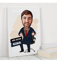 Erkek Patron Karikatürlü Kanvas Tablo