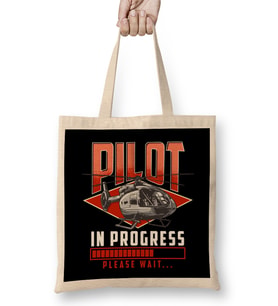 Pilot In Progress Please Wait Helicopter License Bez Çanta Uzun Saplı