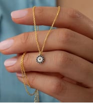 925 Ayar Gümüş Altın Kaplama Minimal Nazar Kolye