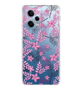 PrintiFy Xiaomi Redmi Note 12 Pro 5G Uyumlu Kamera Korumalı Floral Pembe Tasarımlı Kılıf