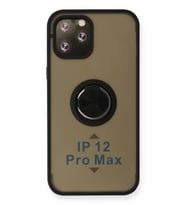 Pilelistore   iPhone 12 Pro Kılıf Montreal Yüzüklü Silikon Kapak - Siyah